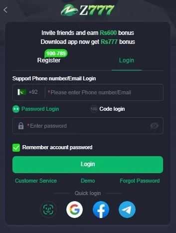 How to Login to Z777 Game