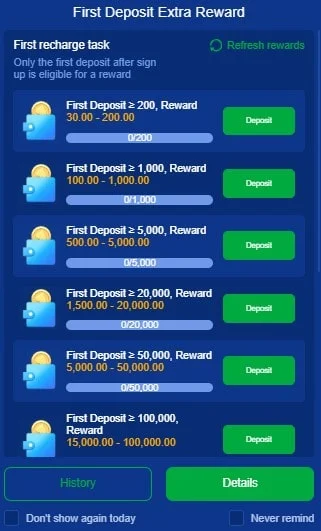 WC777 Game First Deposit Bonus