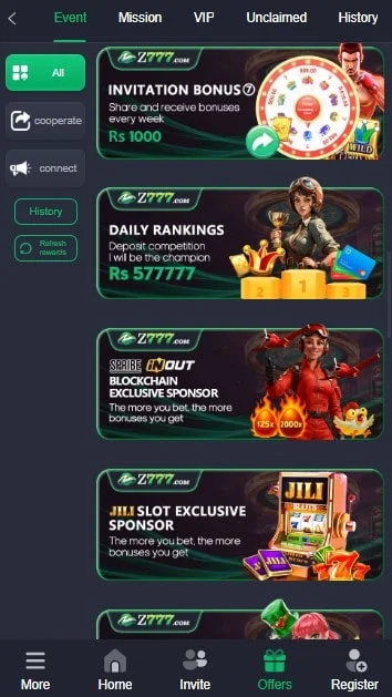 Z777 Game Events Screenshot