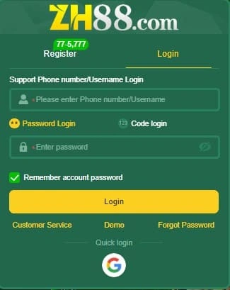 How to login on ZH88 Game
