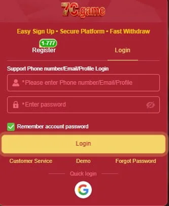 How to Login Account on 7C Game