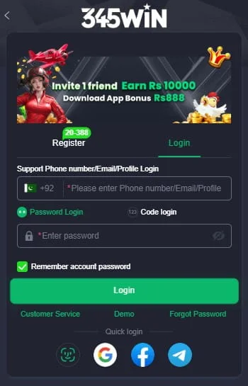 How to Login on 345Win Game