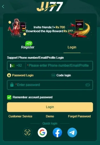 How to Login on JJ77 Game APK