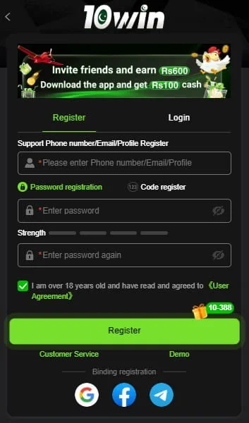 How to Register Account on 10Win Game