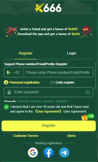 How to Register on K666 Game