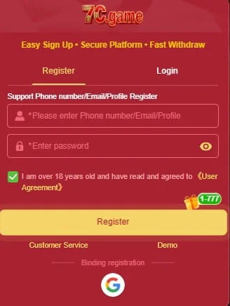 How to register Account on 7C Game