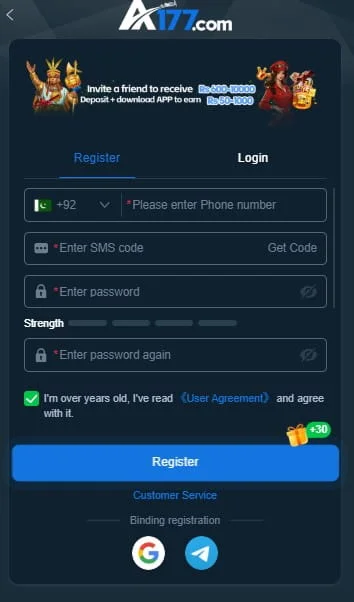 How to register Account on A177 Game