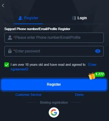 How to register on K55 Game