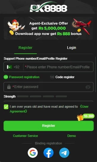 How to register on PK8888 Game
