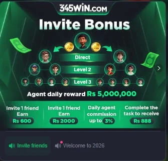 Invite friends and earn in 345Win Game