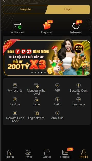 J188 Game user profile