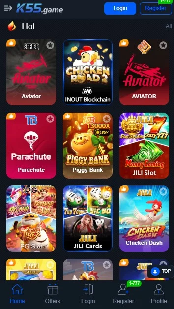 K55 Game Hompage Screenshot