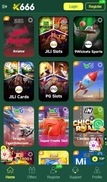 K666 Game Homepage Screenshot