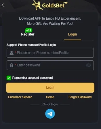 How to Login on GoldsBet Game