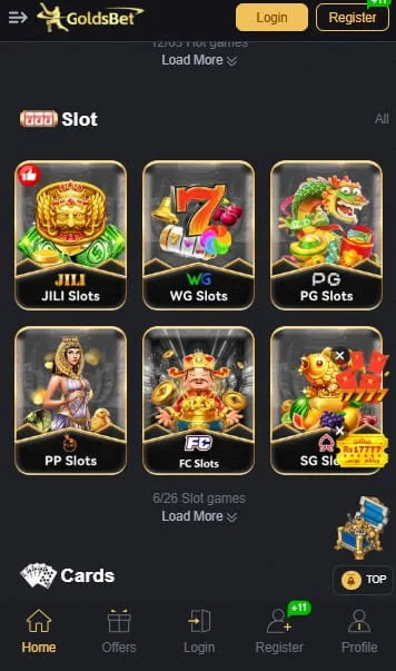 SLot Games on GoldsBet App
