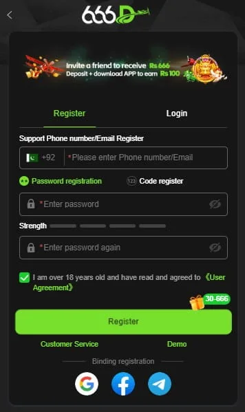 How to register on D666 Game